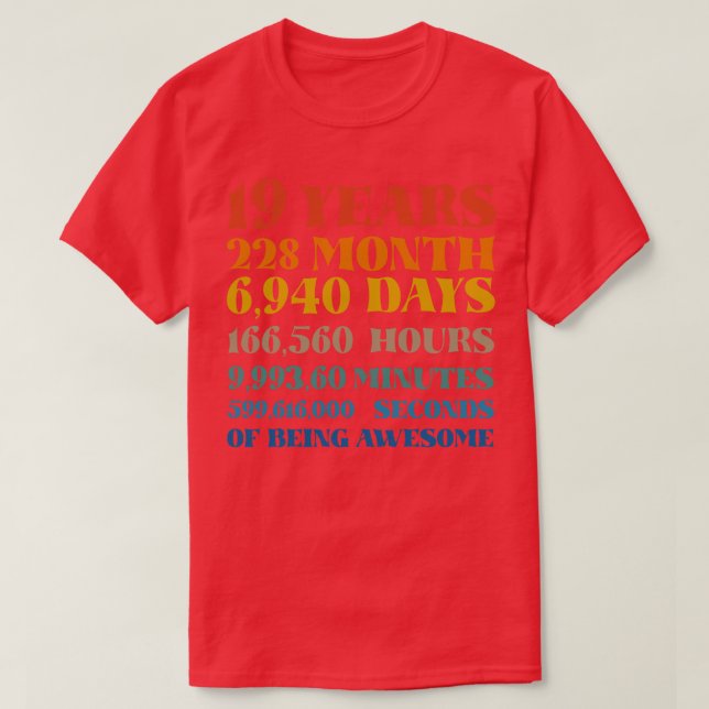 19th Birthday  19 Years of Being Awesome Tshirt Bd (Design Front)