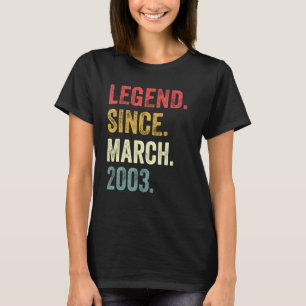 19th Birthday  19 Years Old Legend Since March 200 T-Shirt