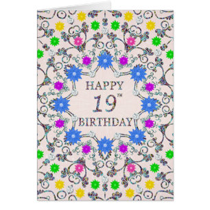19th Birthday Abstract Flowers 
