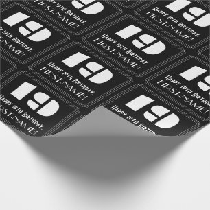 19th Birthday: Art Deco Inspired Look "19" & Name Wrapping Paper