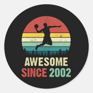 19th Birthday Basketball Lovers Awesome Since 2002 Classic Round Sticker