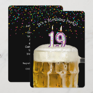 19th Birthday Candle Party Invitation