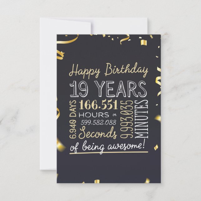19th Birthday Card - 19 Years of being Awesome (Front)