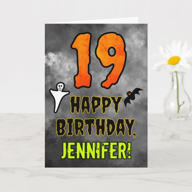 19th Birthday: Eerie Halloween Theme + Custom Name Card (Small Plant)