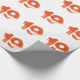 19th birthday for anyone, orange on white. wrapping paper