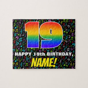 19th Birthday — Fun, Colourful Music Symbols & “19 Jigsaw Puzzle