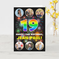 19th Birthday: Fun Rainbow #, Custom Name & Photos