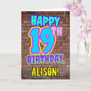 19th Birthday - Fun, Urban Graffiti Inspired Look Card