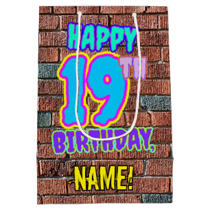 19th Birthday: Fun, Urban Graffiti Inspired Look Medium Gift Bag