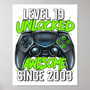 19th Birthday Gaming Level 19 Unlocked Awesome Sin Poster