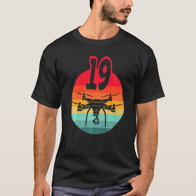 19th Birthday I Retro Remote Control Drones With C T-Shirt (Front)