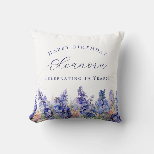 19th Birthday July Birth Flower Gift Custom Cushion (Front)
