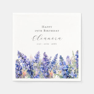 19th Birthday July Birth Flower Larkspur Custom Napkin