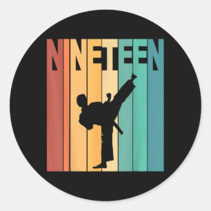 19th Birthday Karate Taekwondo Theme 19 Year Old Classic Round Sticker