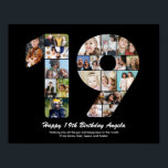 19th Birthday Number 19 Photo Collage Gift Poster<br><div class="desc">Mark years of wonderful memories and adventures with this captivating 19th Birthday Number Photo Collage. This customisable template is the perfect blend of creativity and sentiment, allowing you to create a truly memorable and personalised gift for your loved one's special day. Capture the essence of incredible years in a single...</div>