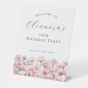 19th Birthday Party January Birth Flower Welcome Pedestal Sign