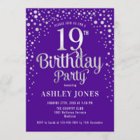 19th Birthday Party - Purple & Silver