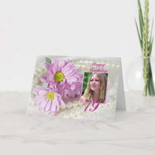 19th birthday photo card with daisies