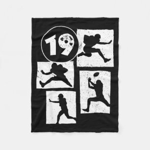 19th Birthday Retro American Football 19 Years Old Fleece Blanket