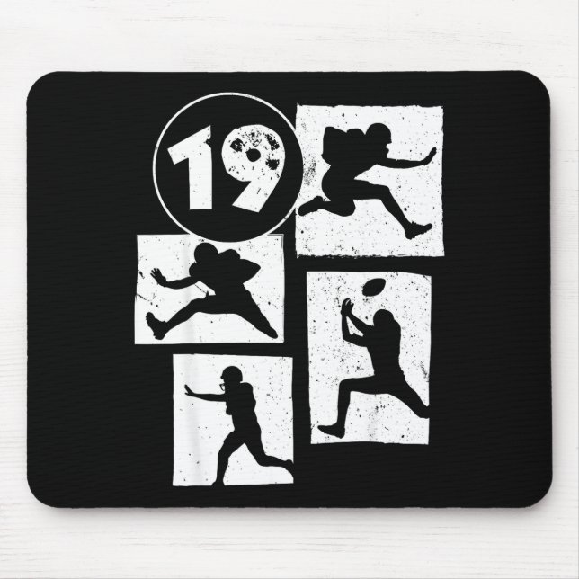 19th Birthday Retro American Football 19 Years Old Mouse Pad (Front)