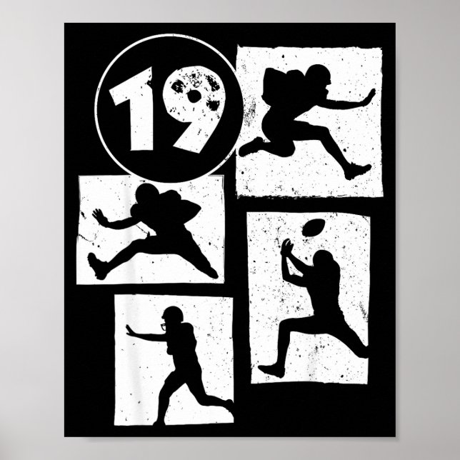 19th Birthday Retro American Football 19 Years Old Poster (Front)