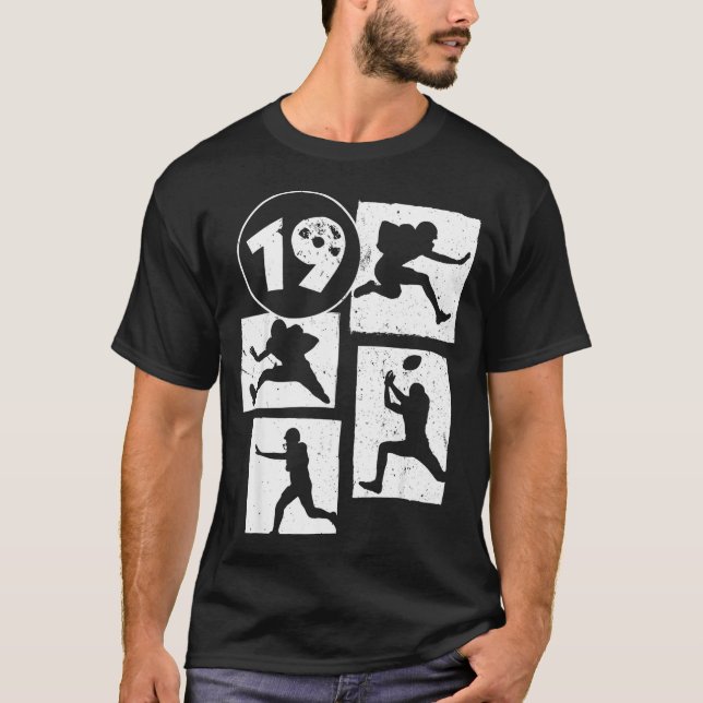 19th Birthday Retro American Football 19 Years Old T-Shirt (Front)