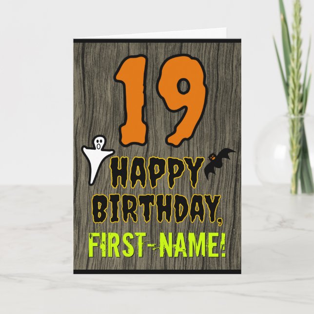 19th Birthday: Spooky Halloween Theme, Custom Name Card (Front)