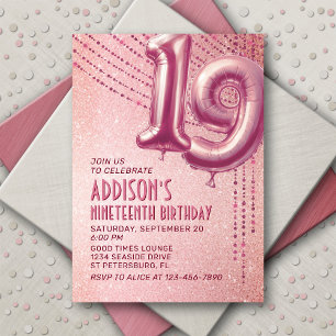 19th Birthday Teen Girl Rose Gold Invitation