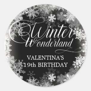 19th Birthday Winter Wonderland Snowflake Favour Classic Round Sticker