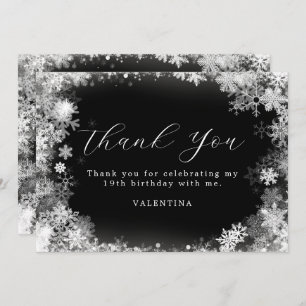 19th Birthday Winter Wonderland Snowflake Thank You Card