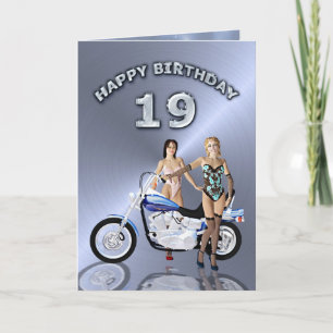 19th birthday with girls and a motorcycle card