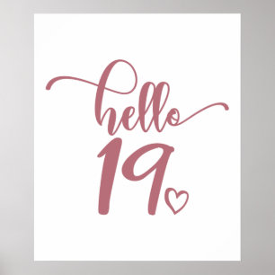 19th Birthday Women Hello 19 Cute 19 Years Old Poster