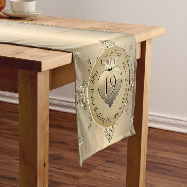 19th Bronze Colour Wedding Anniversary  Short Table Runner (In Situ)