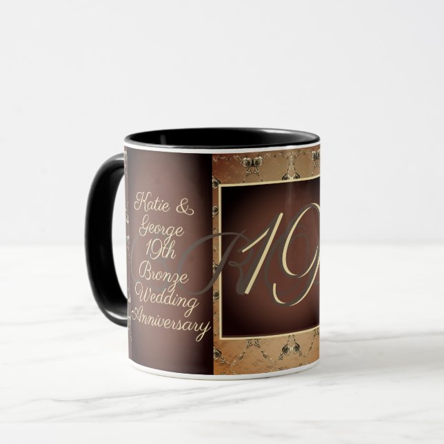 19th Bronze Wedding Anniversary Mug (Front Left)