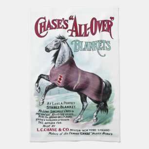 19th C. Chase Horse Blankets Tea Towel