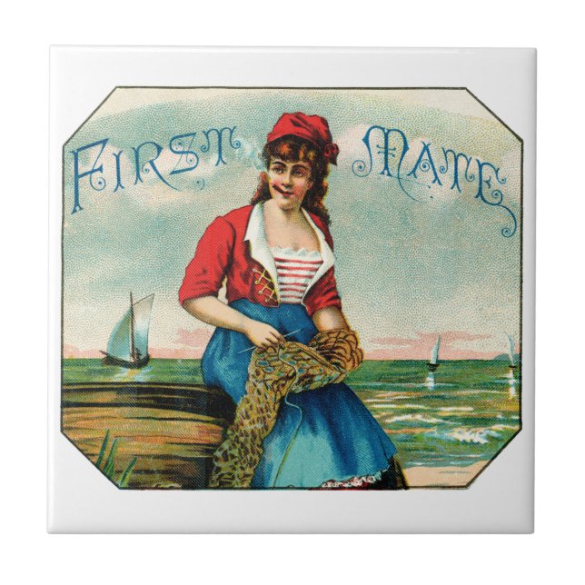 19th C. First Mate Cigars Ceramic Tile (Front)