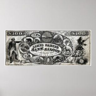 19th C New York Saloon Bank Note Poster