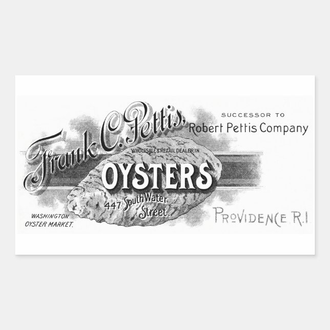 19th C. Oysters, black Rectangular Sticker (Front)