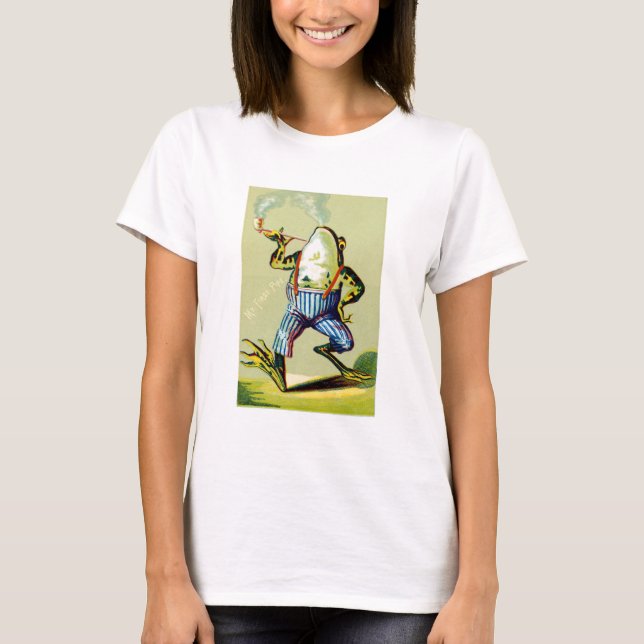 19th C. Pipe Smoking Frog T-Shirt (Front)