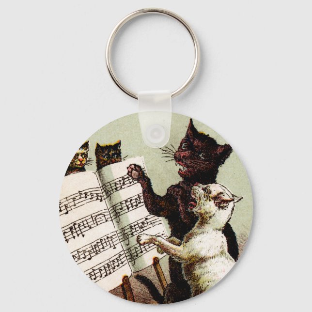 19th C. Singing Cats Key Ring (Front)