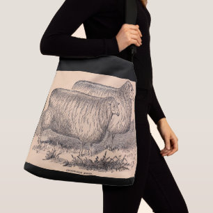 19th century Cotswold ewes print Crossbody Bag