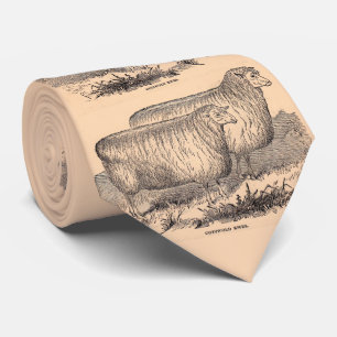 19th century Cotswold ewes print Tie