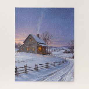 19th Century Country Farmhouse Christmas Jigsaw Puzzle