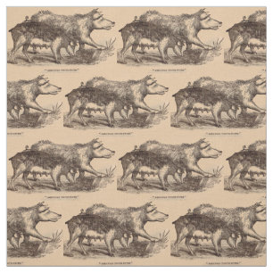 19th century farm animal print pigs fabric