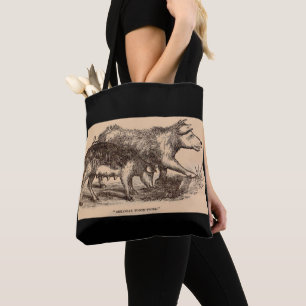 19th century farm animal print pigs print tote bag