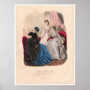 19th Century French Antique Fashion Illustration  Poster