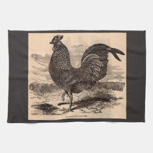 19th century Gallus Sonneratii rooster print Tea Towel