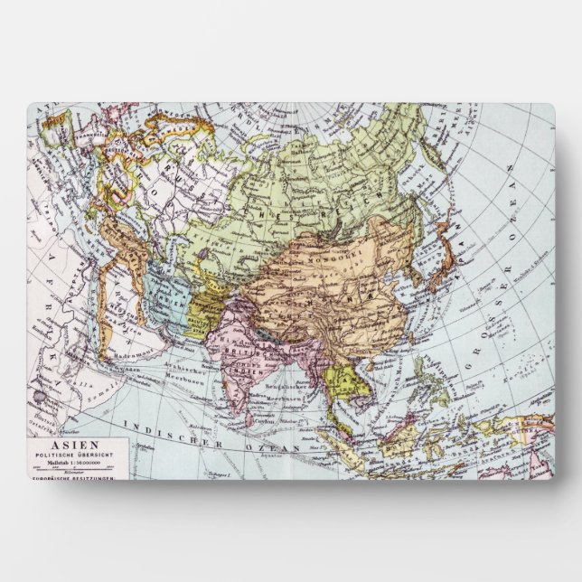 19th Century Map of Asia Plaque (Front)