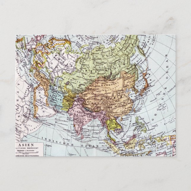 19th Century Map of Asia Postcard (Front)