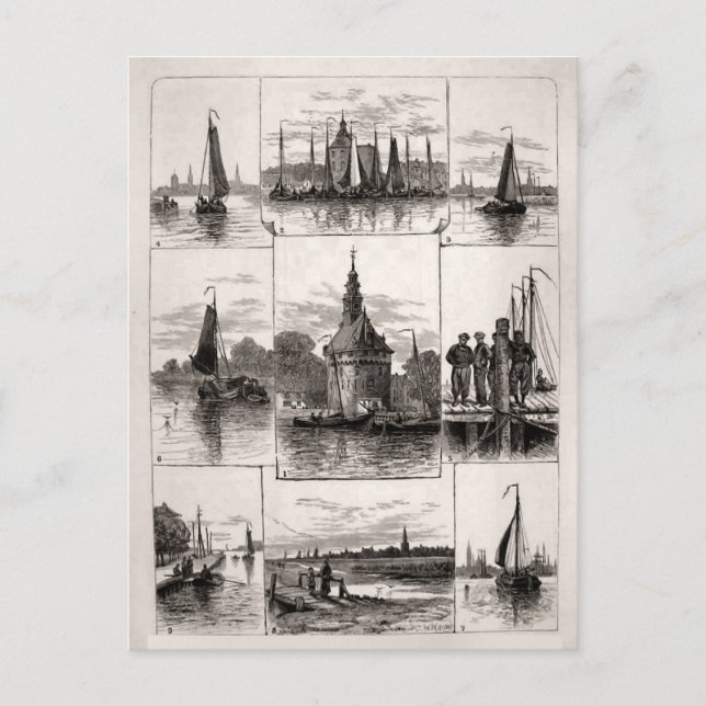 19th century Maritime Dutch scene Postcard (Front)